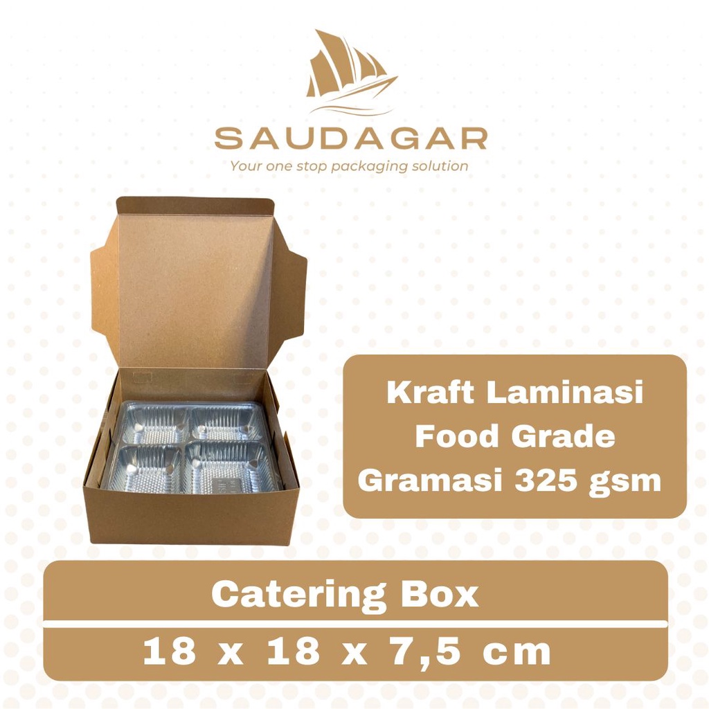 Box kotak nasi katering ukuran 18x18 bahan kraft coklat