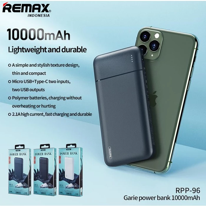 Remax Powerbank 10000mAh 2.1A RPP 96 Lango Series