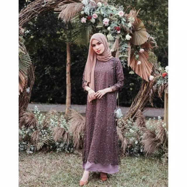 Dress brukat hijab sales