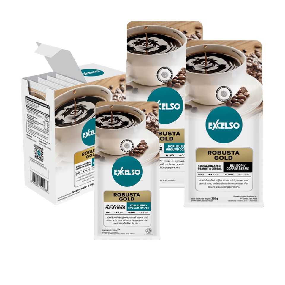 Jual EXCELSO Robusta Gold Bubuk Kopi 100 gr | Shopee Indonesia