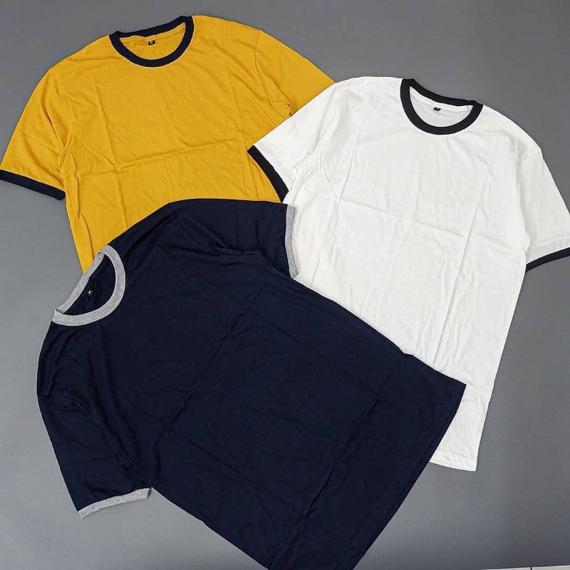 Jual ATASAN BAJU KAOS OBLONG TSHIRT RINGER TEE POLOS KATUN COTTON ...
