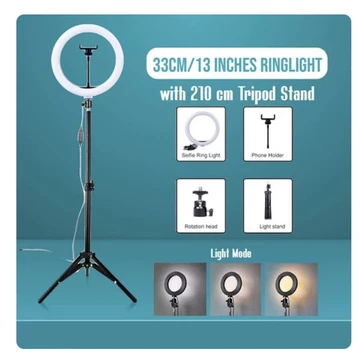 Ring Light Complete Set Lampu LED 33cm Tripod 210cm Phone Holder Complete Set Ringlight