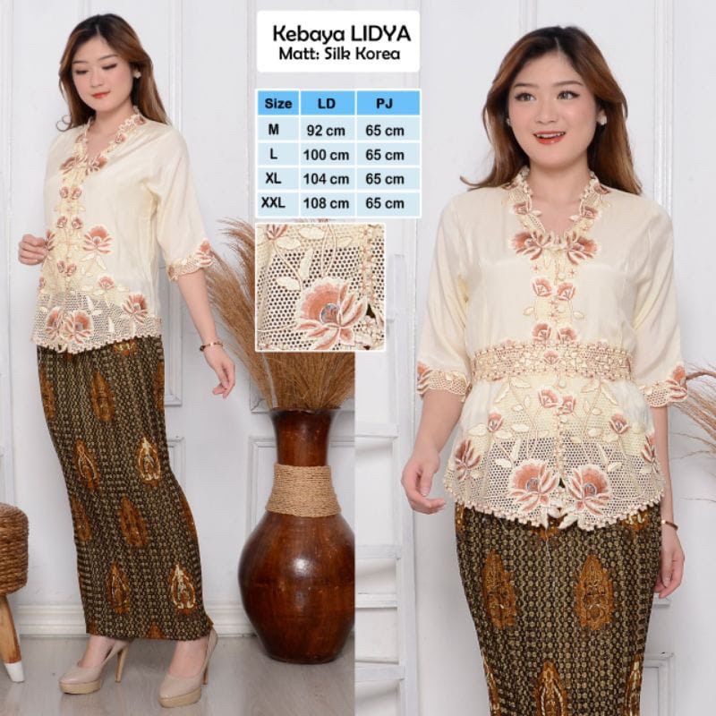 Jual kebaya encim modern style silky korean bordir Lidya | Shopee Indonesia