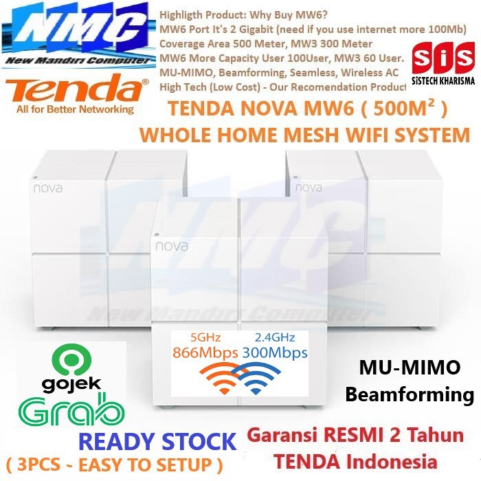 Tenda MESH WIFI nova MW6 3pack V2 - 5GHz 867Mbps, 2.4GHz 300Mbps