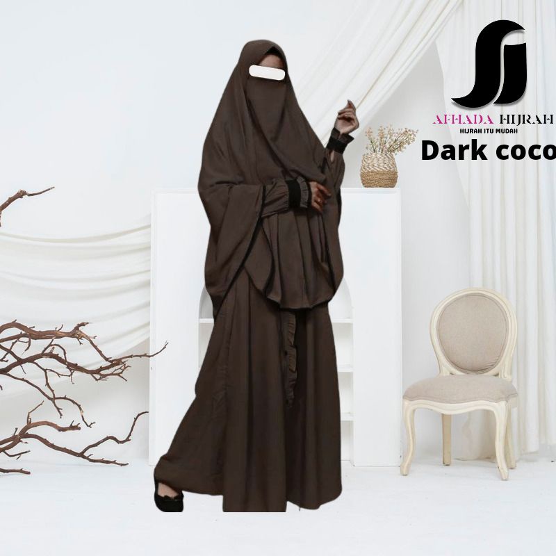 Jual Afhadahijrah - Gamis syari jilbab cadar Nadira dark choco wolvis ...