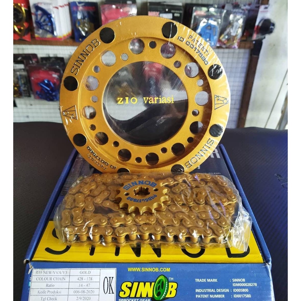 Jual Sinnob Sprocket Gear Paket Depan Belakang Rantai R15 New VVA V3