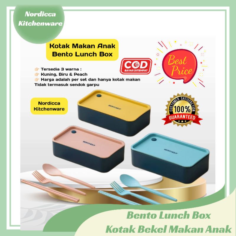 Jual Lunch Box Bento Kotak Bekel Makan Anak 3 Warna Kuning Pink Dan ...