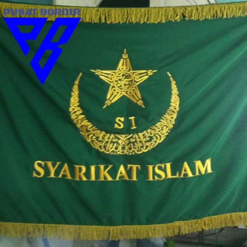 Jual Bendera Pataka Bordir Syarikat Islam Bordir Depan Belakang