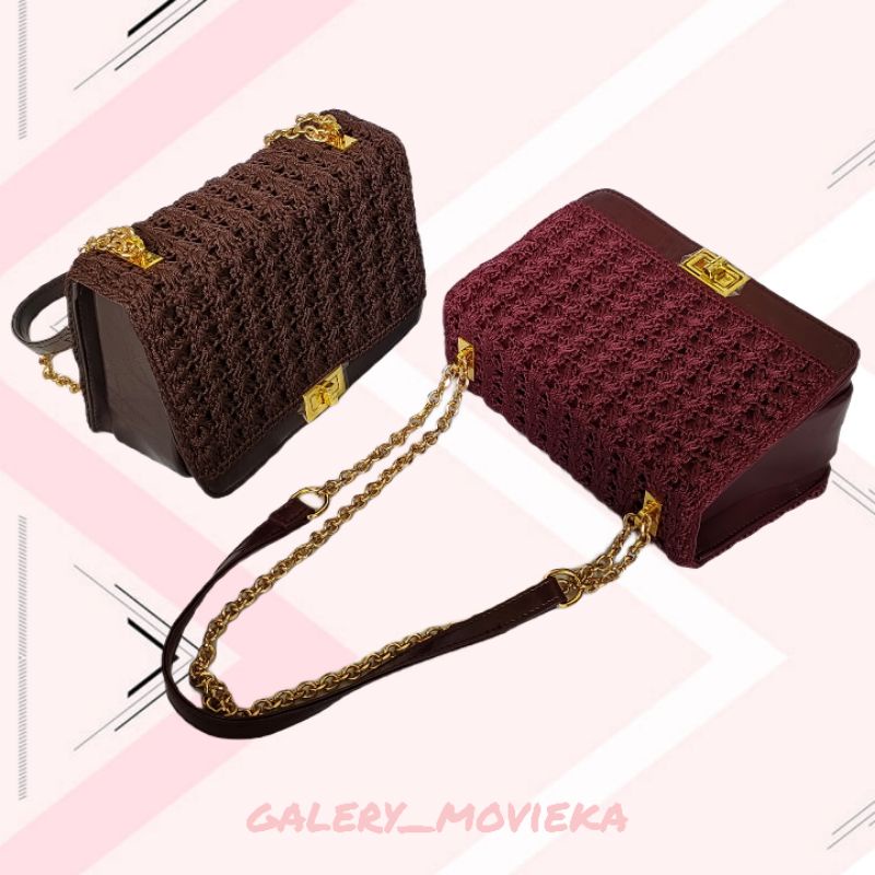 Jual TAS RAJUT TALI RANTAI | TAS RANTAI WANITA | TAS SELEMPANG RAJUT BY