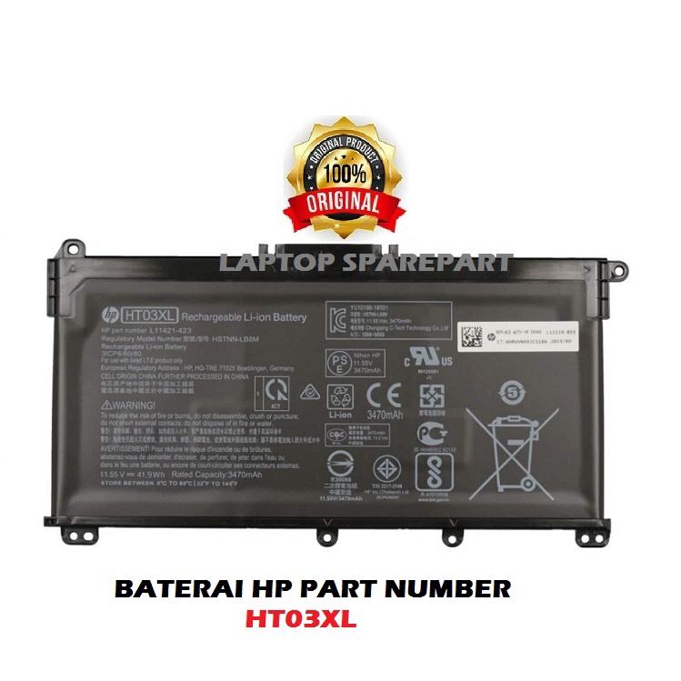 Jual Baterai Laptop HP 14 CE3XXX 14 CE0014TU CE0000 HT03XL 15-CS HT03 ...