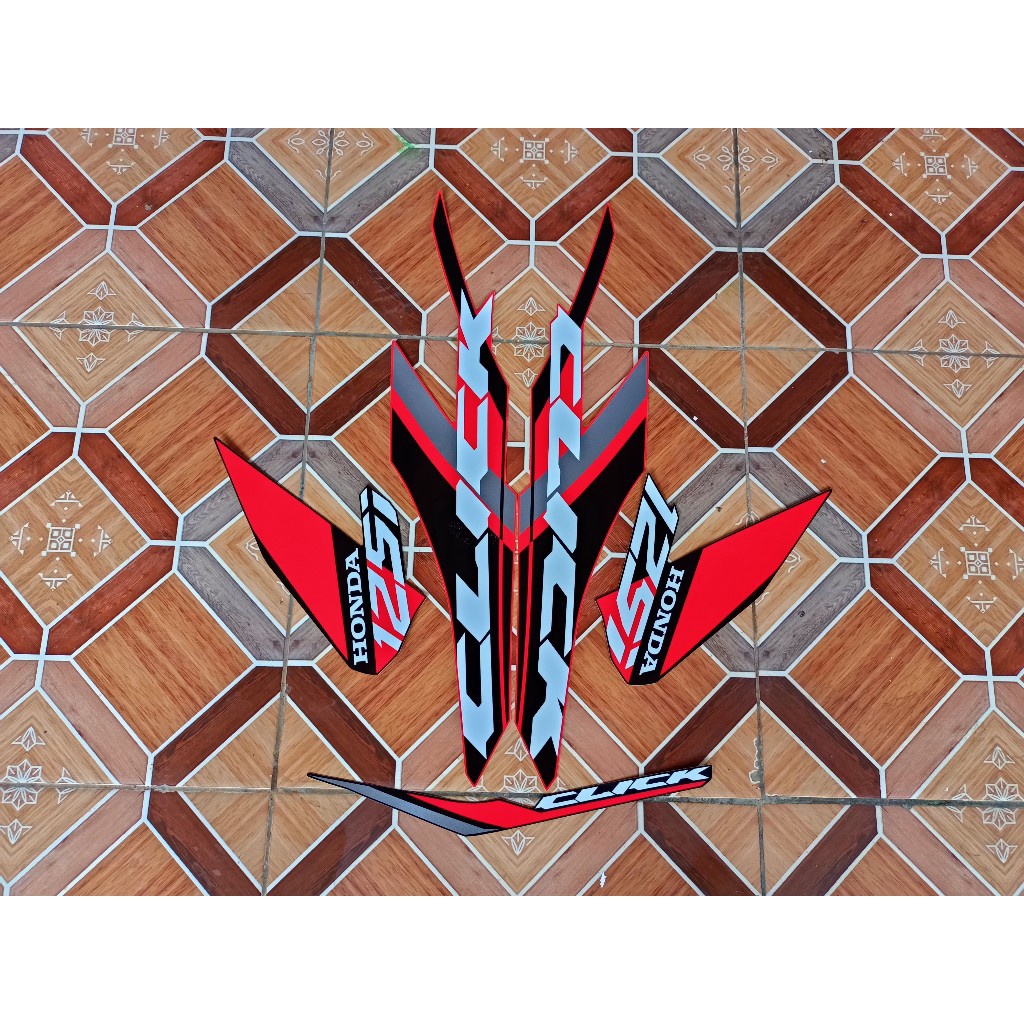 Jual sticker striping motor honda click 125i 2019 2020 merah-hitam ...