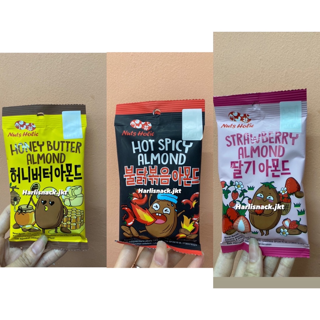 Jual NUTS HOLIC Honey Butter Almond / Hot Spicy Almond / Strawberry