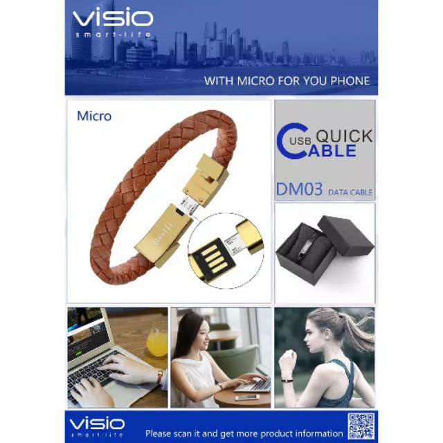 Jual Kabel data Gelang Micro USB Visio DM03 untuk Android ( panjang 22. ...