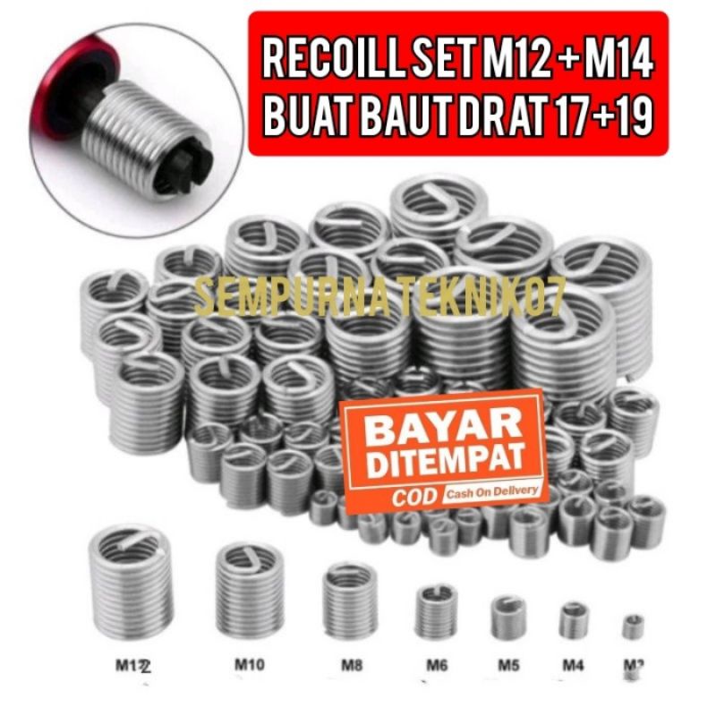 Jual recoill Helicoil Verbos baut 17 19 pengganti drat rusak isi recoil ...