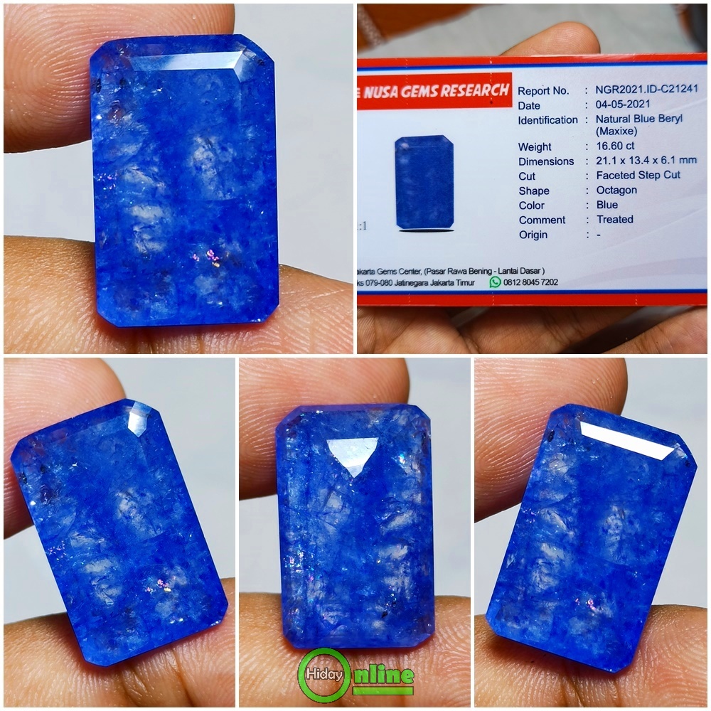 Jual NATURAL BLUE BERYL / MAXIXE OCTAGON CUT SUDAH MEMO NUSA GEMS ...