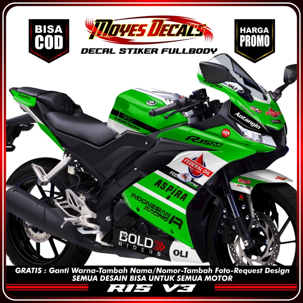 Stiker Decal R15 V3 Full Body Decal Stiker Strifing Yamaha R15 V3 150