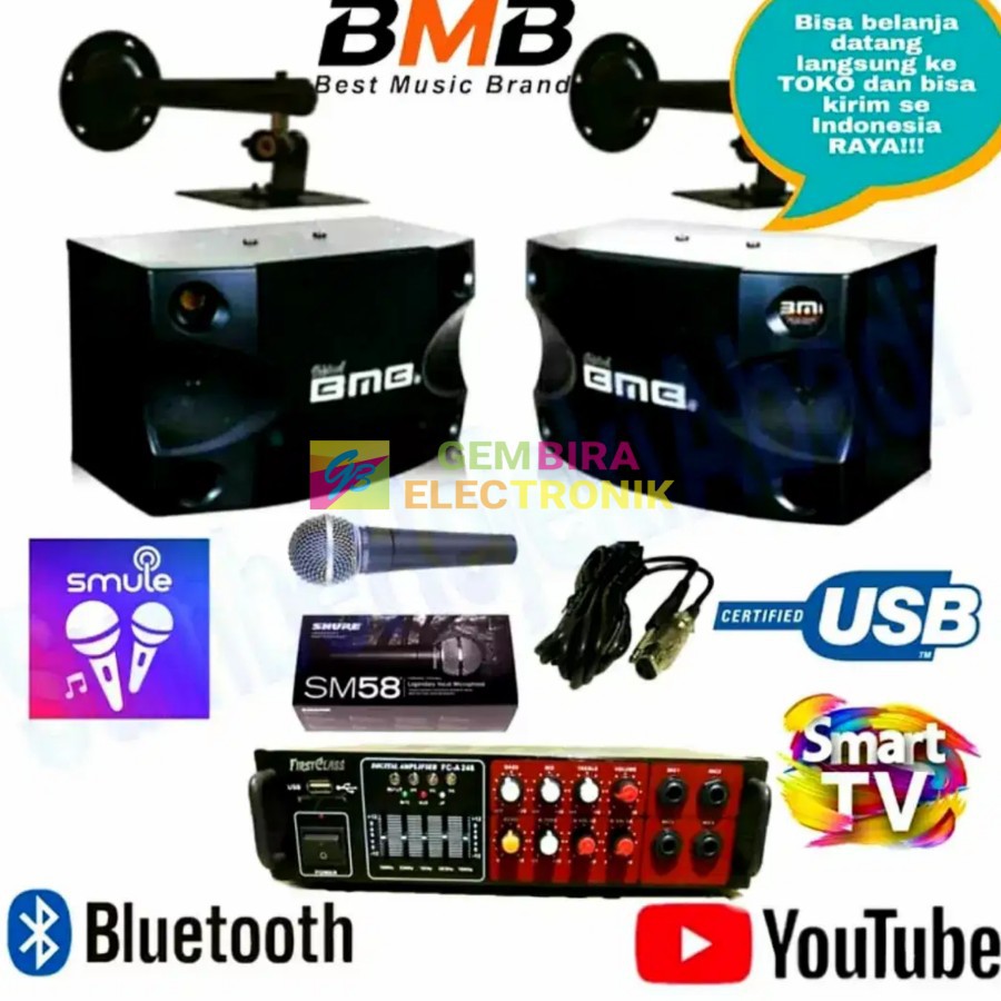 Jual paket karaoke bluetooth bmb ori paketan sound system audio