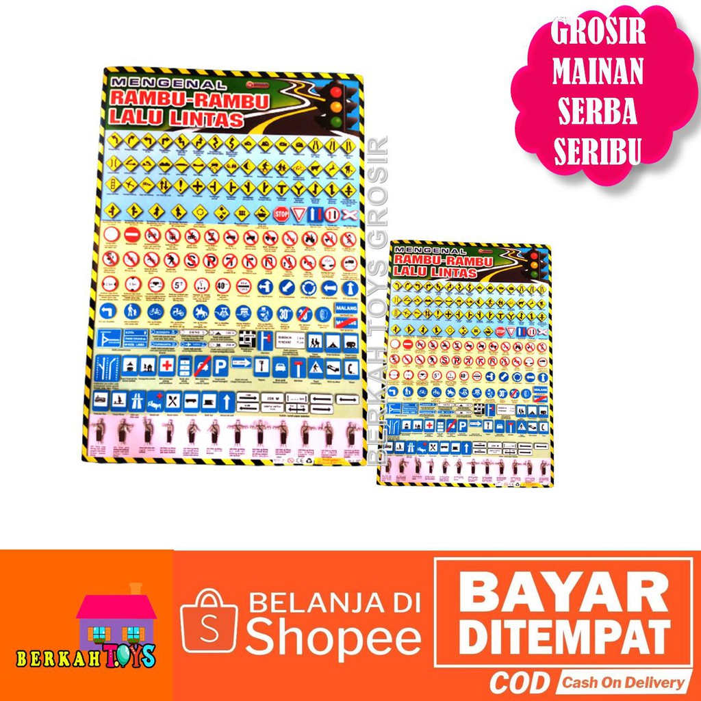 Jual Poster Gambar Edukasi Belajar Anak Balita Mengenal Rambu Rambu ...