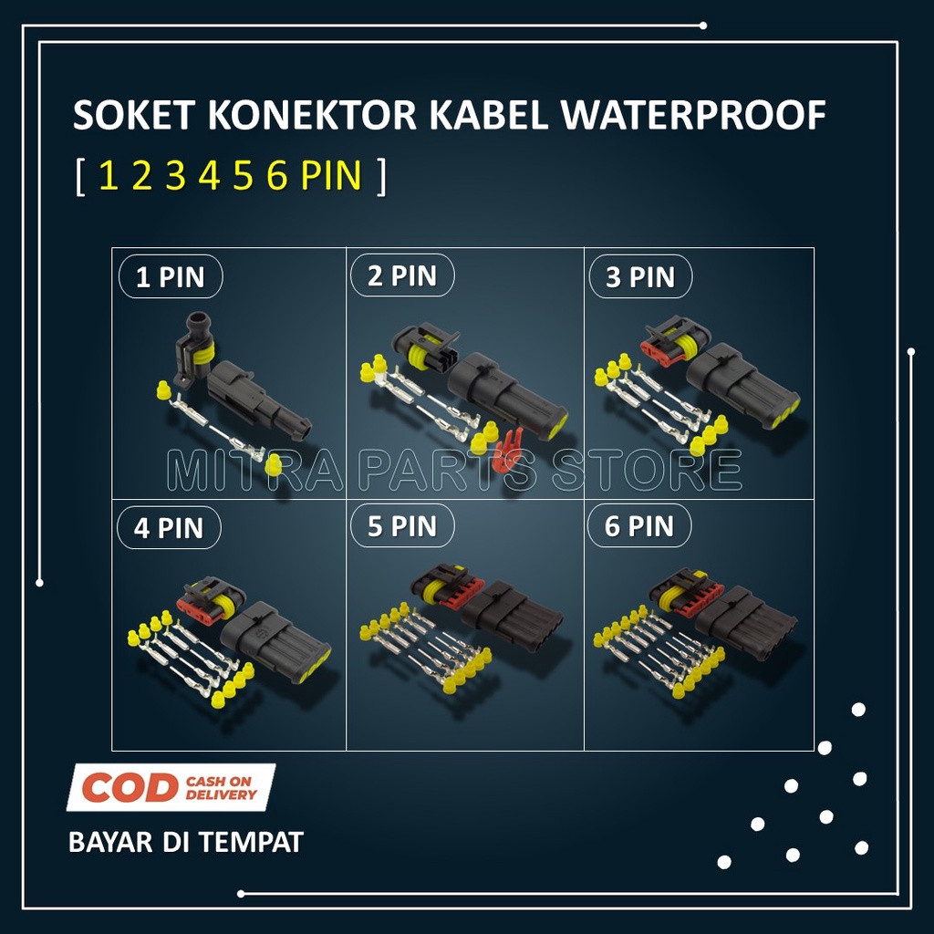 Jual Soket Socket Konektor Kabel Pin Waterproof Anti Air