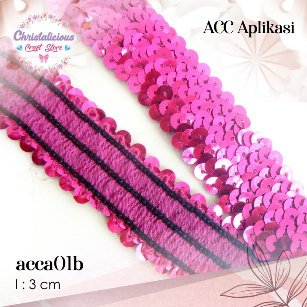 Jual Renda sequin, renda craft, renda love, renda motif hati pink ...