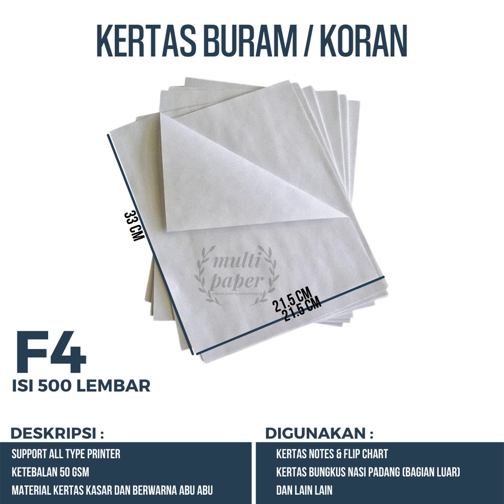 Jual Kertas Buram F4 1 Rim Isi 500 Lembar / Kertas Buram F4 | Shopee ...