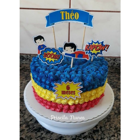 Jual Topper cake kue ulang tahun superman free nama dan ucapan | Shopee