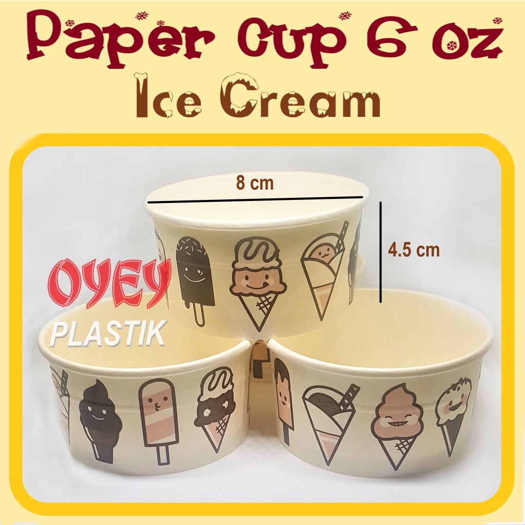 Jual (Isi 50) Paper Cup Ice Cream 6 oz / gelas kertas es krim 180 ml ...