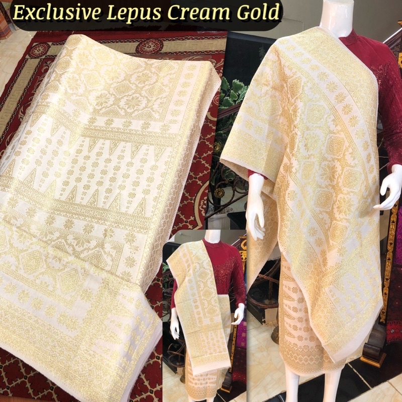 Jual EXCLUSIVE Songket Lepus ORI Gebeng Cream Gold [ Songket Tenun Asli ...