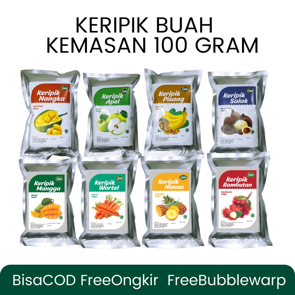 Jual Keripik Kripik Buah 100 Gram Nangka Apel Pisang Salak Mangga Nanas