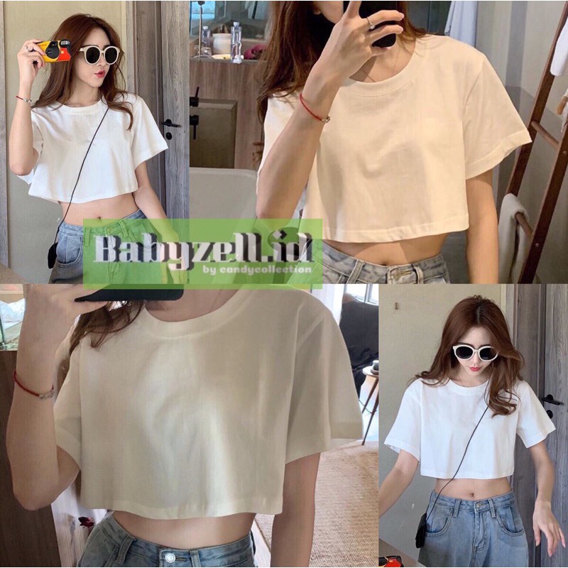 Jual Kaos Crop Crop Top Wanita Sexy Korean Style Oversize Allsize S M