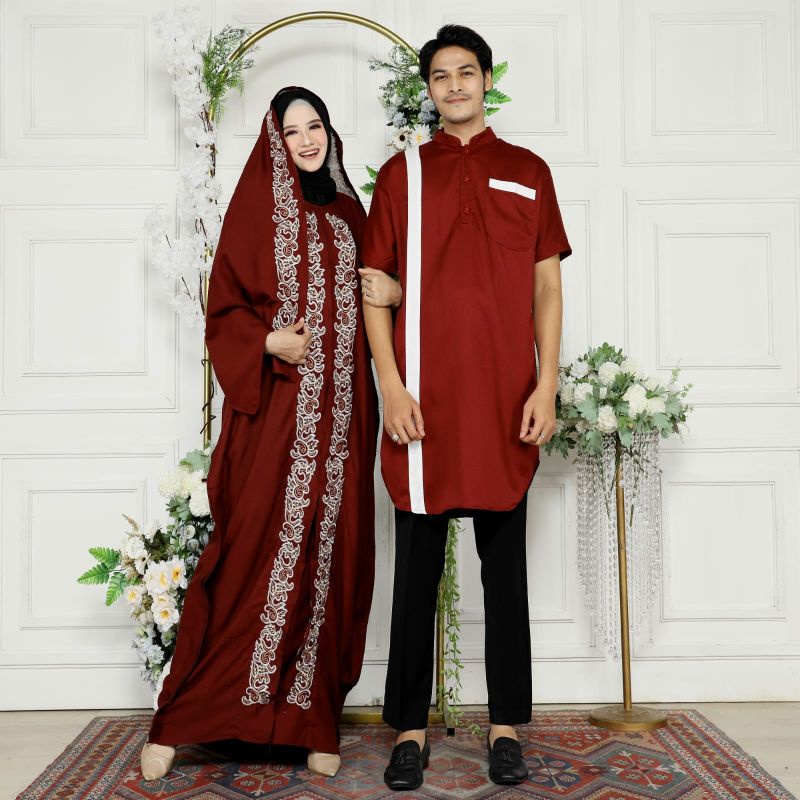 Jual Baju Couple Kapel Maxi Dress Kemeja Pasangan Keluarga Pria Wanita Suami Istri Busui Pesta