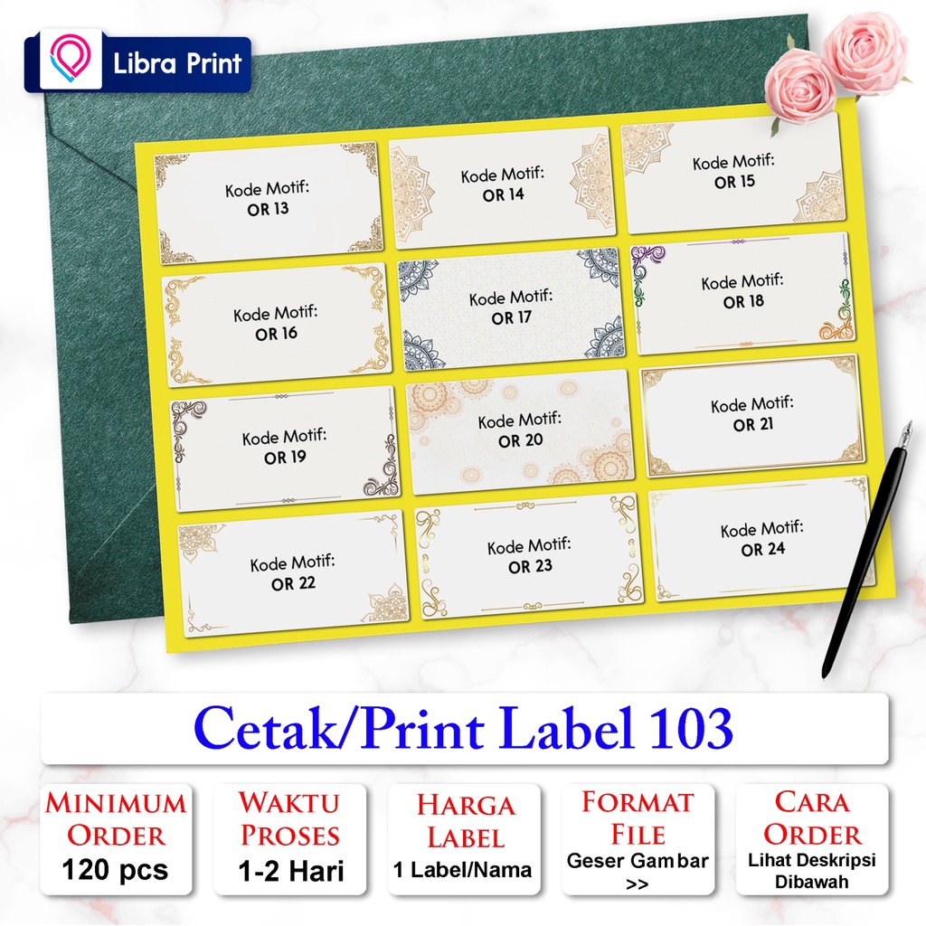 Jual Cetak Stiker Label 103 Print Label Nama Undangan Label Buku Motif Ornament Shopee 6646