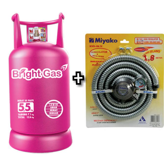 Jual Tabung gas pink bright gas 5.5kg +selang paket regulator miyako
