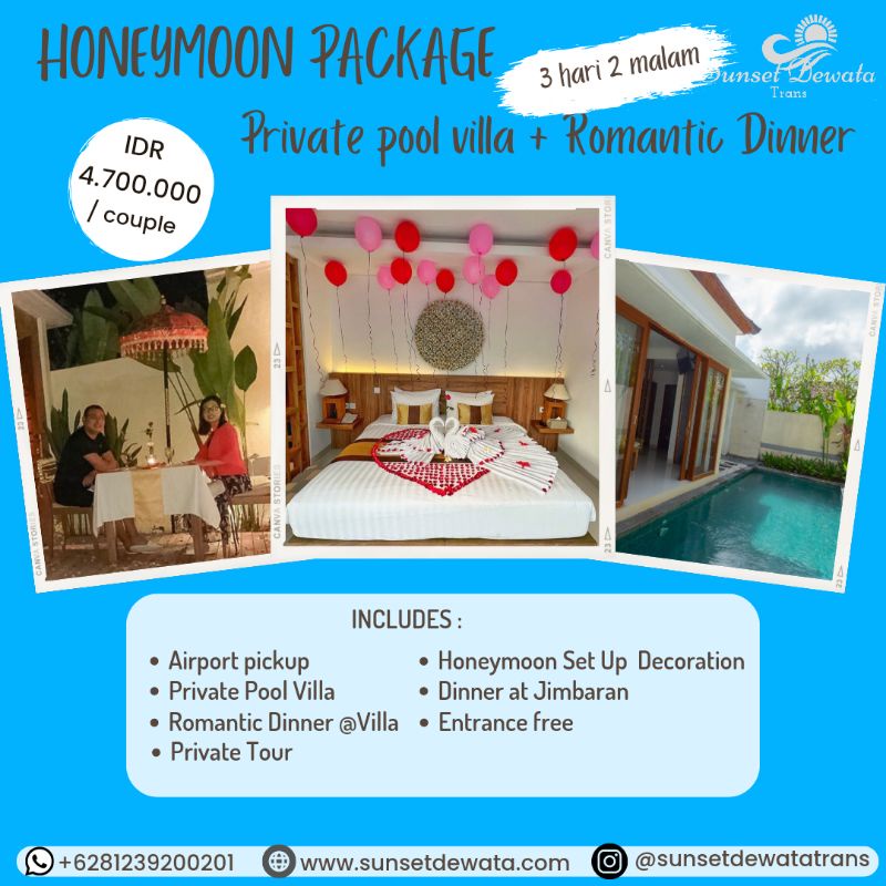 Jual Paket Honeymoon Bali Romantis 3 Hari 2 Malam Di Vila Dengan Kolam ...