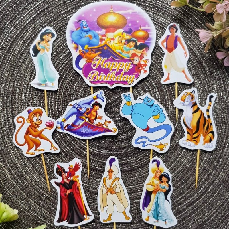 Jual Aladdin Cartoon Birthday Cake Topper 1 set isi 10 pc | Shopee ...