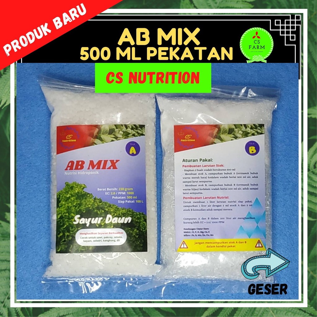 Jual Nutrisi Hidroponik AB Mix Sayuran Daun 0,5 Liter/ 500 Ml Pekatan ...