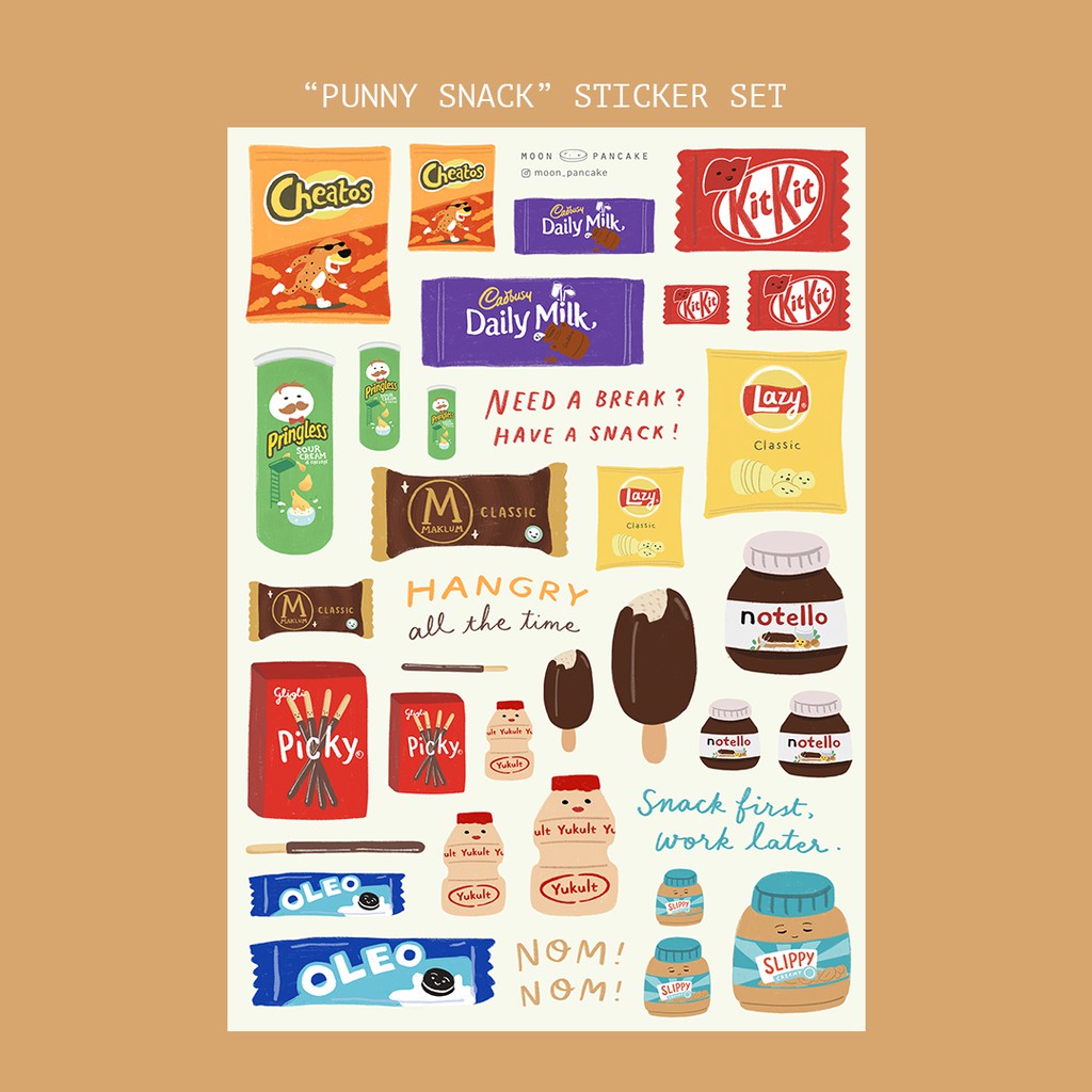 Jual Moon Pancake Sticker Sheet - Punny Snack | Shopee Indonesia
