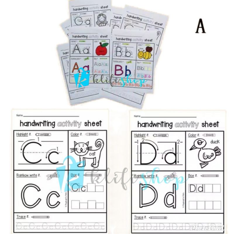 Jual 26 LEMBARAN MODUL BELAJAR HURUF ABJAD EDUKASI UNTUK ANAK TK/PAUD ...