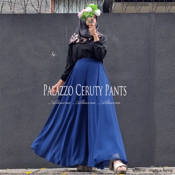 Celana Kulot Panjang Payung Lebar Wanita Muslimah Polos Palazzo Sifon Chiffon Ceruty Pants