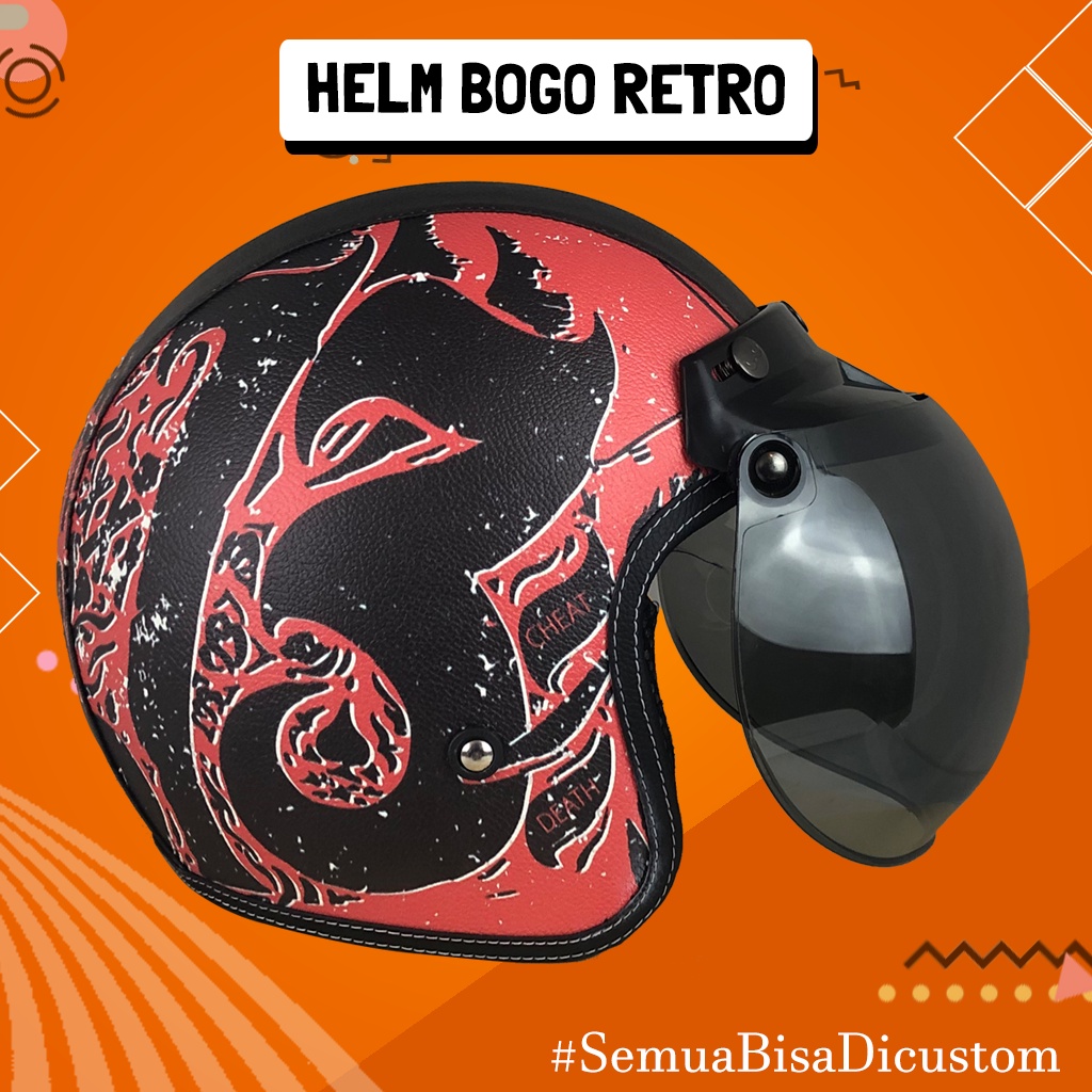 Jual Helm Bogo Kulit Cowok Ghost Rider Free Tambah Nama | Shopee Indonesia