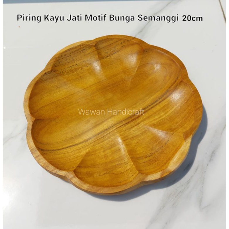 Jual Piring Kayu Piring Makan Piring Saji Piring Bunga Semanggi Piring Kayu Jati Cm Shopee