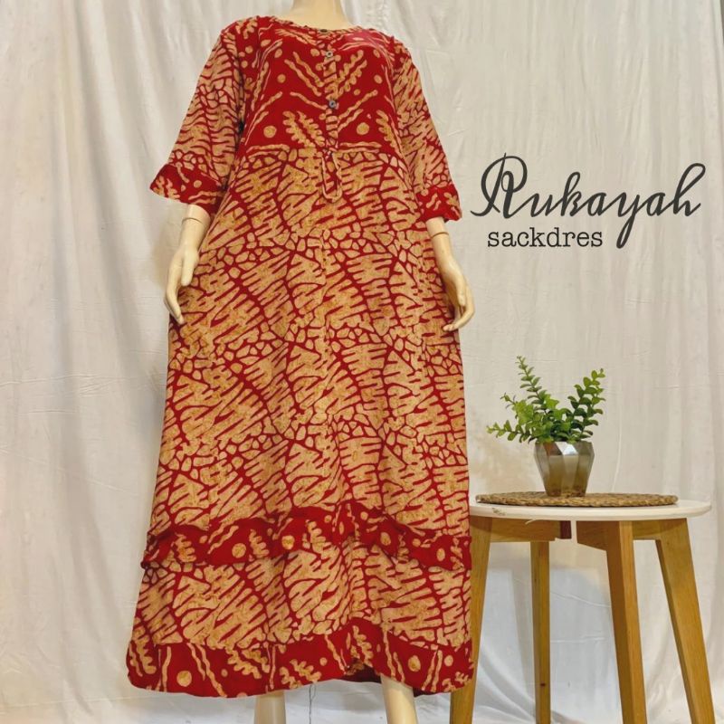 Jual SACKDRESS SERUT RUFFLE BATIK CAP BUSUI (rukaia) | Shopee Indonesia