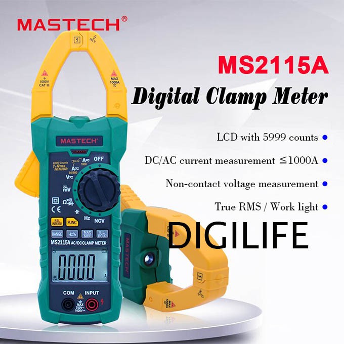 Jual Clamp Multimeter Mastech MS2115A AC DC Current Voltage Resistance ...