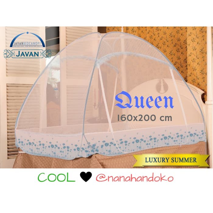 Jual Kelambu Lipat Bed Canopy Javan Luxury Summer Blue Queen (160x200cm) Shopee Indonesia
