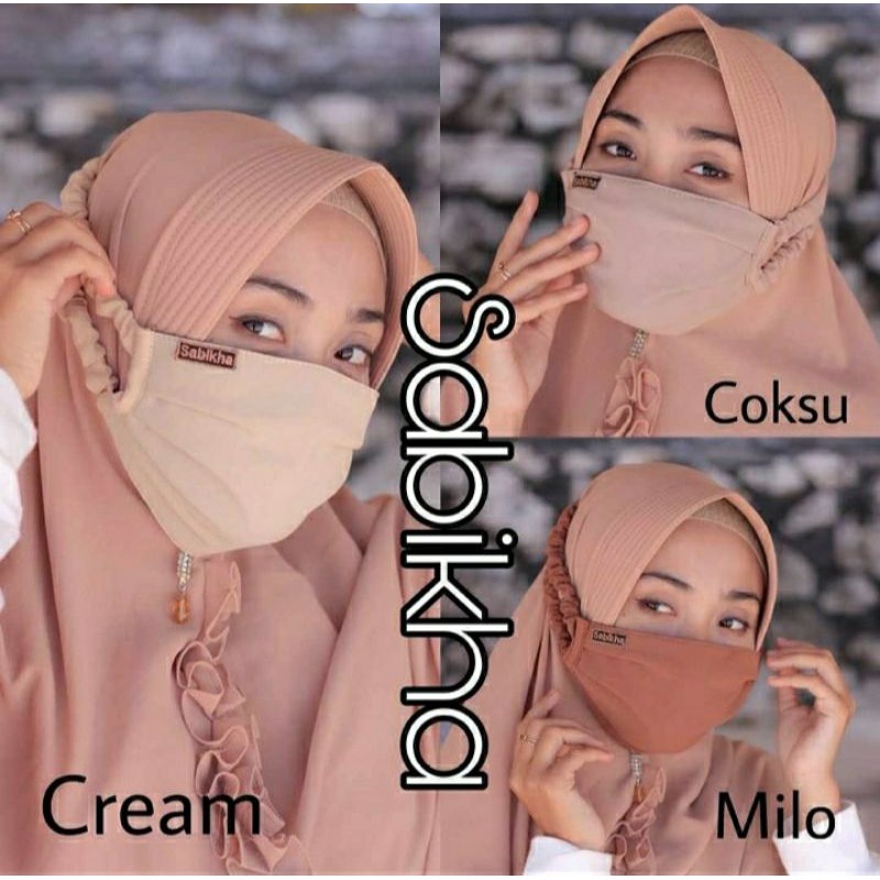 Jual MASKER SABIKHA KERUT 3 LAPIS 3PLY / MASKER HIJAB KERUT KAIN ...
