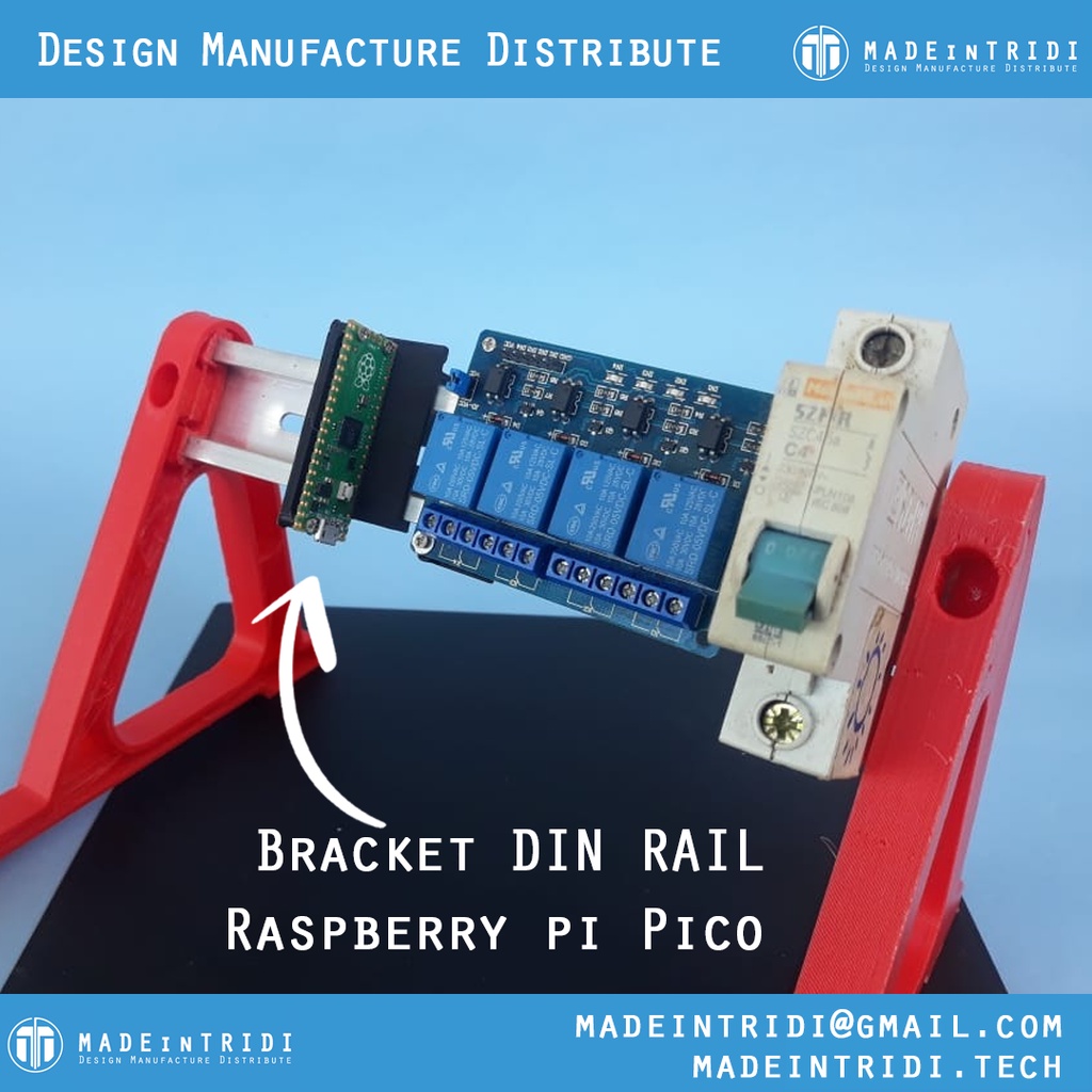 Jual DIN Rail Mounting Raspberry pi PICO Mount Bracket DIN RAIL pi pico ...