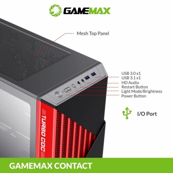 Jual GAMEMAX CONTAC COC BLACK RED E-ATX GAMING PC CASE WITH COC FAN ...