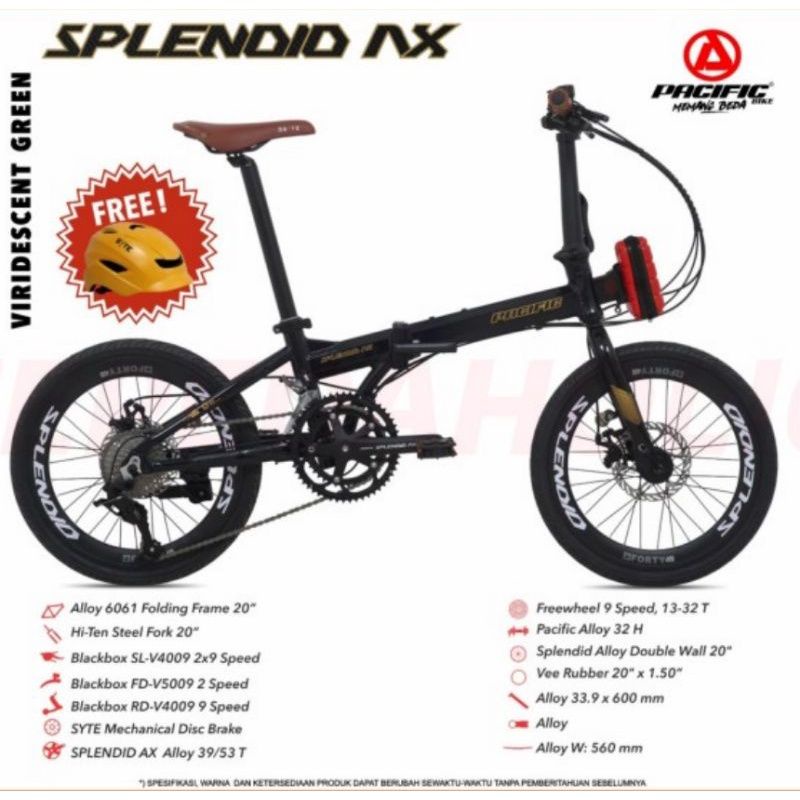 Jual sepeda lipat pacific 20 inch Splendid Ax free helm | Shopee Indonesia