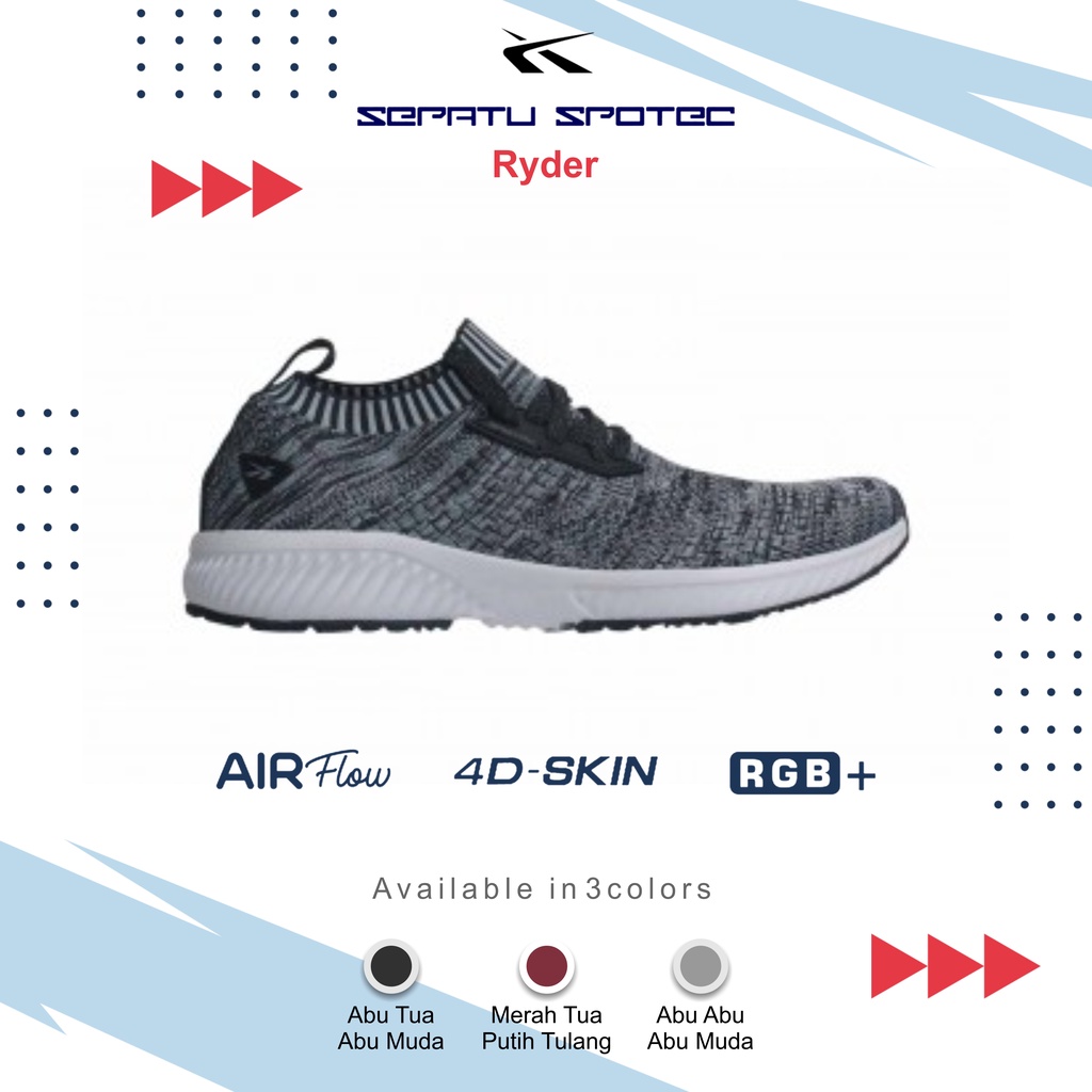 Jual SPOTEC Sepatu Running RYDER Abu Abu - Abu Muda | Shopee Indonesia