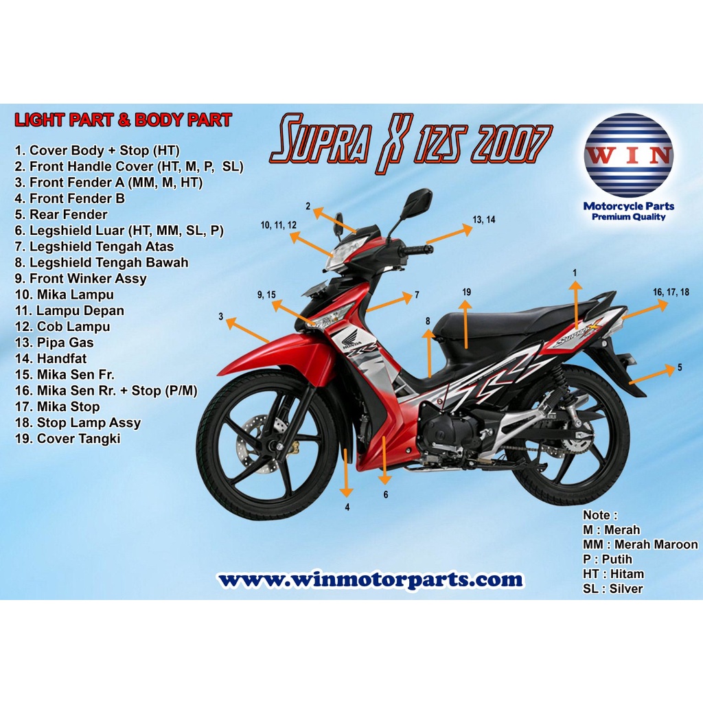 Jual Kaca Riting Depan Supra X 125 Batman 2007 2008 2009 2010 2011 2012 ...
